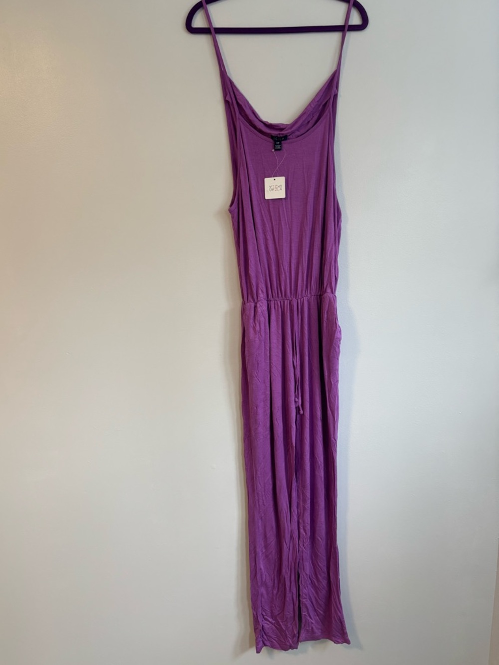 UK2LA Purple Sleeveless Spaghetti Strap Lightweight Long Jumpsuit Size Small